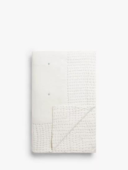 Polka Dot Voile Quilted Bedspread, White